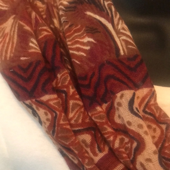 Beautiful Burgundy, Navy and Tan Scarf - Picture 4 of 4